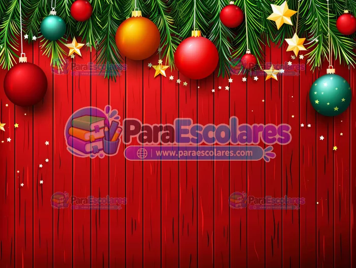 Christmas Ornament Colorful Balls Pine Branches With Stars Red Wooden Background